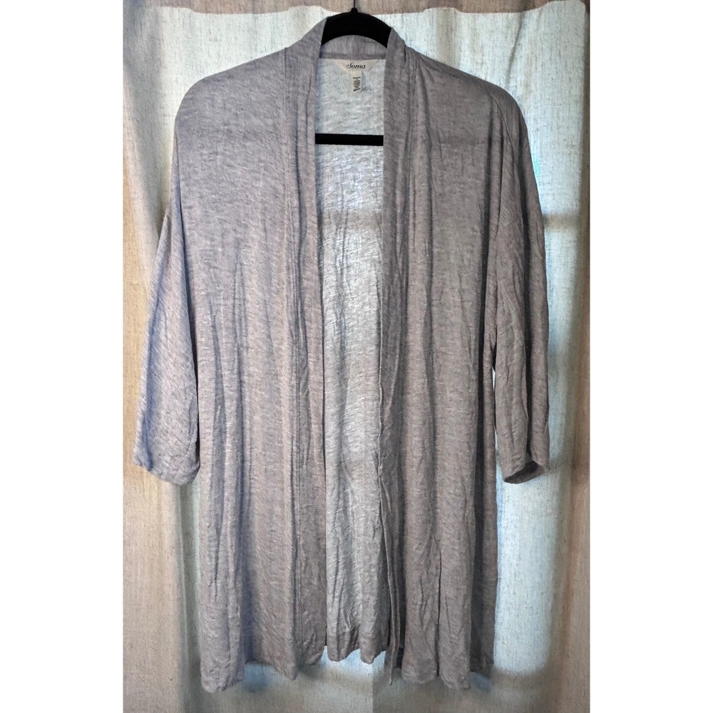 Soma Womens Gray Open Front Cardigan Heathered Rayon Blend‎ 3/4 Sleeve Medium